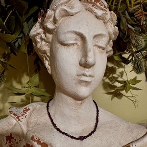 Rockstar in Rome garnet bead necklace  with pave ball